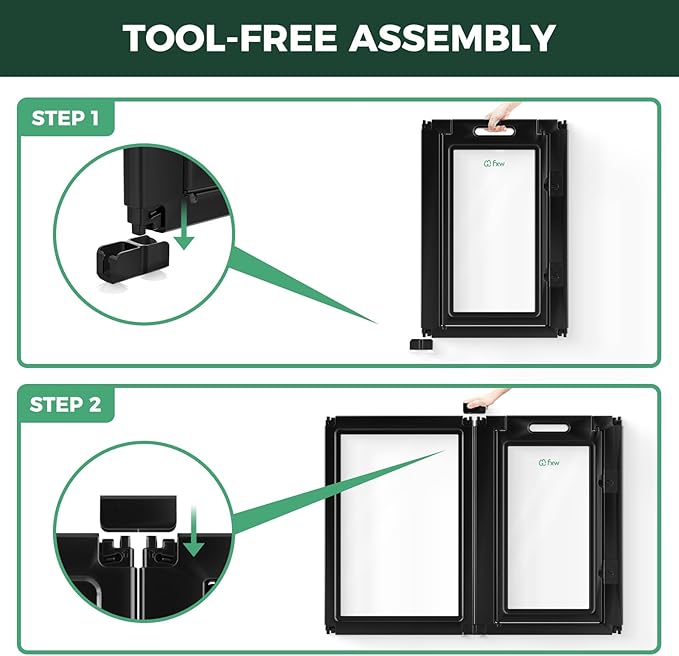 FXW AuraSpace Acrylic Indoor Unleashed Dog Playpen for Medium Dogs, 35 Inch, 6 Panels, Black
