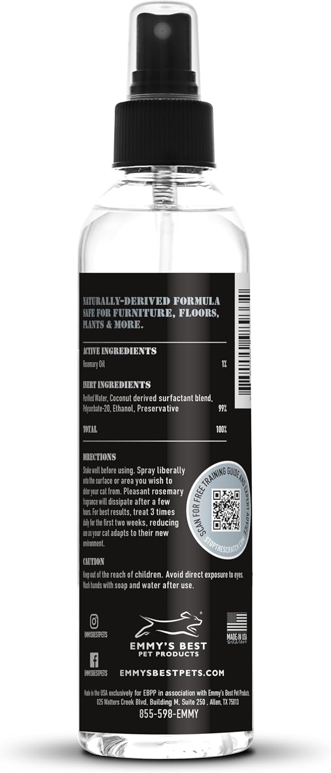 EBPP Stop The Scratch Cat Spray Deterrent for Kittens and Cats - Non-Toxic, Safe for Plants, Furniture, Floors and More Cat Deterrent Spray with Rosemary Oil