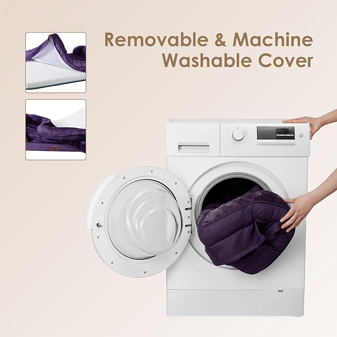 EHEYCIGA Orthopedic Dog Bed for Medium Dogs, Waterproof Memory Foam Medium Dog Beds with Sides, Non-Slip Bottom and Egg-Crate Foam Pet Couch Bed with Washable Removable Cover, Purple