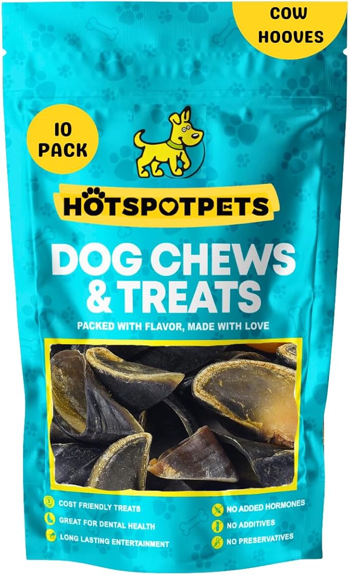 Full-Size Cow Hooves for Dogs | (10 Pack) All-Natural Long Lasting Dog Chews | Made from Grass Fed Cattle | Tasty Treat for Oral Hygiene | Fantastic Alternative for Rawhide and Bully Sticks