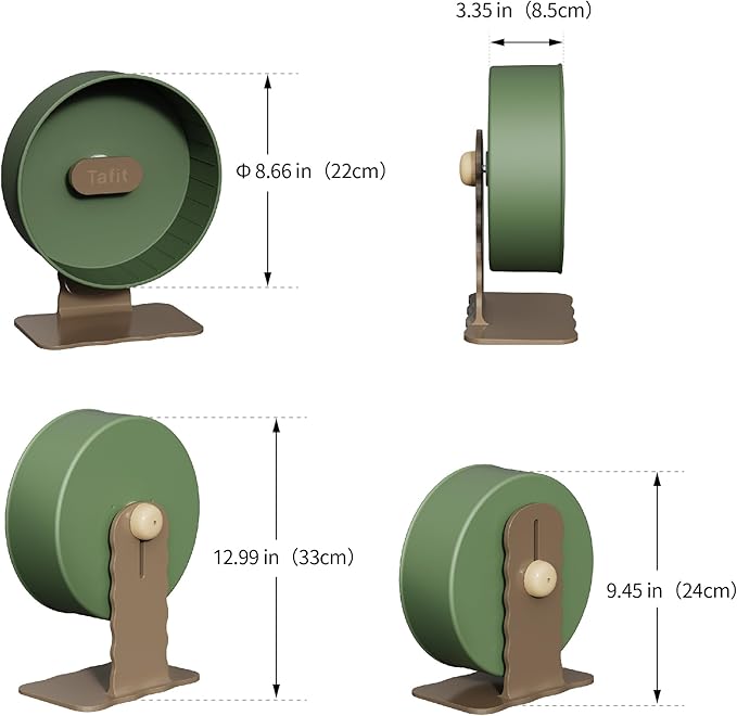 Silent Hamster Wheel 8.7 Inch Dual-Bearings Small Animals Quiet Running Exercise Wheels, Height Adjustable for Dwarf Hamsters, Gerbils, Mice, Hedgehog, Lemmings, or Other Small Pets,Nut Brown