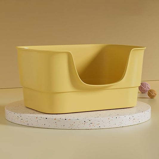 Extra Large Cat Litter Box with High Sides,23.23"×16.34"×8.46",Jumbo Kitty Litter Box with Low Entry,XL Cat Boxes for Indoor Cats,Easy to Clean,Anti-Splashing (Yellow)