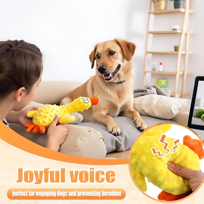 OUANGANC Calming Duck Dog Toy for Aggressive Chewers, Make a Crinkly Crunchy Noise, with Squeaker, 2025 Upgraded Indestructible Puppy Teething Toys, for Small to Medium Dog Breeds (Green 10.6in)