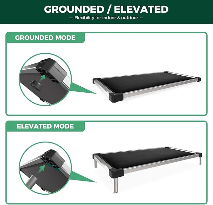 FXW TitanNest Chew-Proof Elevated Dog Bed, Raised Cot for Indoor/Outdoor/Camping Use, Durable & Washable Padded Pet Bed for Extra-Small Dogs, 29.0" L x 18.0" W x 4.5" H, Black