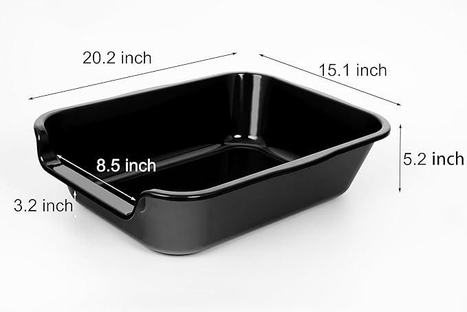 2 Pack of Extra Large Cat Litter Box (ABS Material), Low Entry Senior Litter Pen for Geriatric Kitty Big Cats, Jumbo Pet Safe Litter Boxes Tray for Indoor Pets Potty (Black, 20"L x 15.5"W)