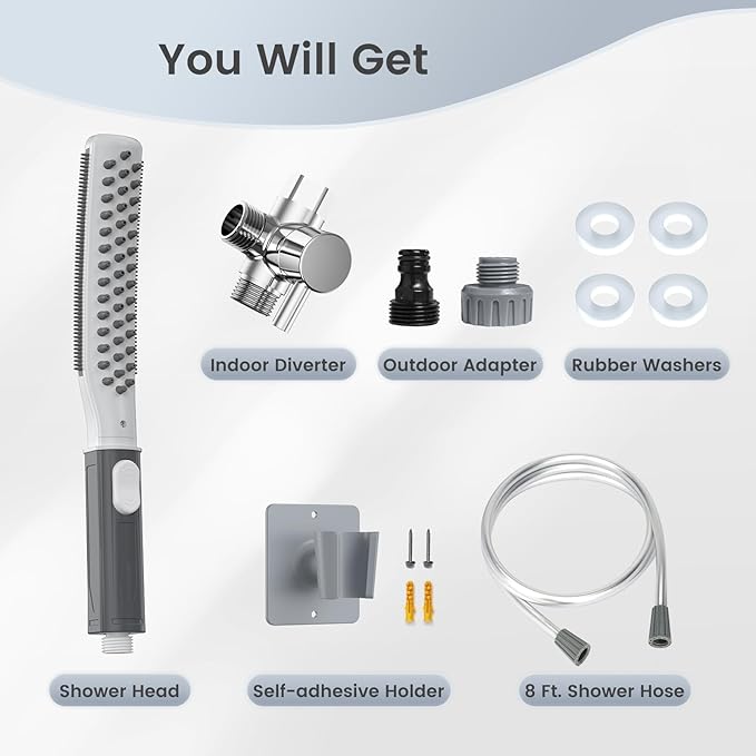 Dog Shower Attachment, Dog Shower Wand for Fast and Easy Washing Dog, Pet Shower Head with 3 Spray Modes, 8-Foot Hose, Indoor Outdoor Bath Your Dog