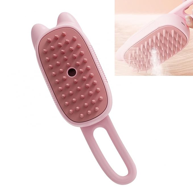 Pet Grooming Brushm,Cat Brush,3 In1 Spray Cat BrushSelf-Cleaning Wet Dog Comb with USB Rechargeable & Water Tank,Suitable for Dogs,Cats to Reduces Flying Hair (Pink)