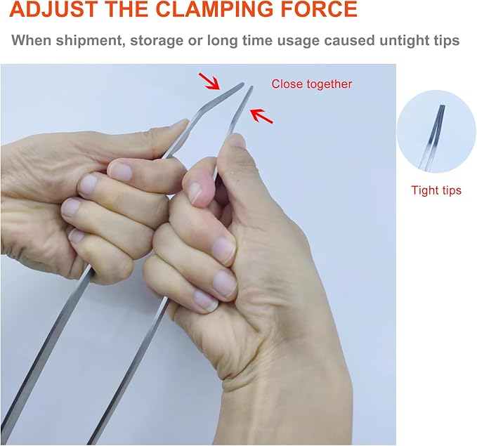 Extra Long Tweezers, Feeding Tongs, 18.9 inch Aquarium Stainless Steel Large Aquascape Tools for Fish Tank, Terrarium，Aquascaping, Reptile Snake (Curved)