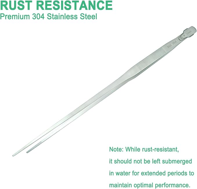 18.9 inch Aquarium Tweezers with Hanger, 2025 New Extra Long Feeding Tongs, Stainless Steel Large Aquascape Tools for Fish Tank, Terrarium，Aquascaping, Reptile Snake (Straight)