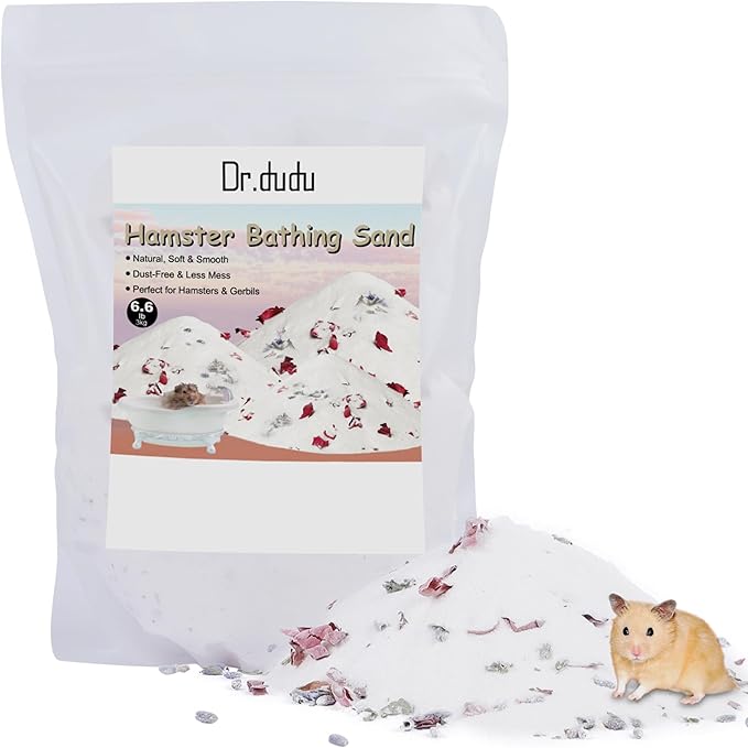 DR.DUDU Hamster Bath Sand, 6.6lb Dust Free Desert Sand or Potty Litter Sand for Hamster Chinchillas Gerbil Syrian Mice Small Animals (White, Flower Smell)
