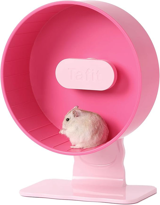 Silent Hamster Wheel 8.7 Inch Dual-Bearings Small Animals Quiet Running Exercise Wheels, Height Adjustable for Dwarf Hamsters, Gerbils, Mice, Hedgehog, or Other Small Pets,Raspberry Pink