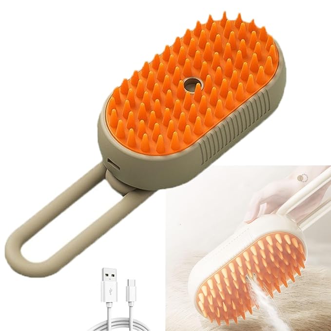 Pet Grooming Brushm,Cat Brush,3 In1 Spray Cat BrushSelf-Cleaning Wet Dog Comb with USB Rechargeable & Water Tank,Suitable for Dogs,Cats to Reduces Flying Hair (Brown)