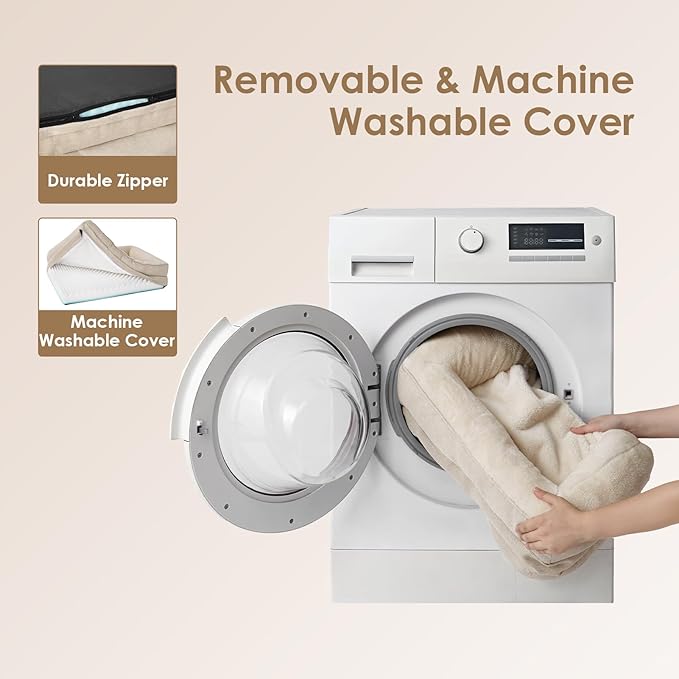 EHEYCIGA Memory Foam XL Dog Bed for XLarge Sized, Extra Large Orthopedic Dog Sofa with Sides and Waterproof Liner, Washable Bolster Pet Couch with Removable Cover, 48x35x7.5 Inch, Beige