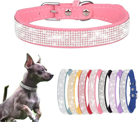 Dog Collar for Medium Dogs Female, Bling Diamond Fancy Crystal Glitter Pretty Jewel Rhinestone Puppy Dog Collars for Small Medium Large Breed Pet Girl Dogs Cats Kitten, Pink M Size