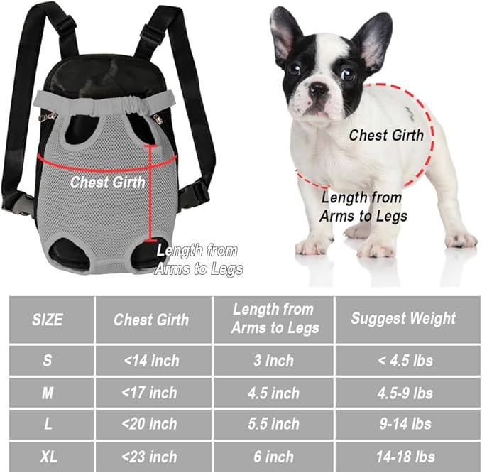 FEimaX Dog Carrier Backpack Pet Legs Out Front Cat Travel Bag, Adjustable Puppy Backpacks Carriers Hands-Free for Small Medium Dogs Cats Hiking Traveling Camping Daily Walking (Medium, Grey)