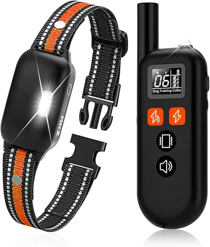 Dog Training Collar with Remote - Dog Shock Collar for Small Medium Large Dogs (15-120Lbs) - Rechargeable Shock Collar with Flash Light, 4200FT Range - 4 Training Modes - IPX7 Waterproof