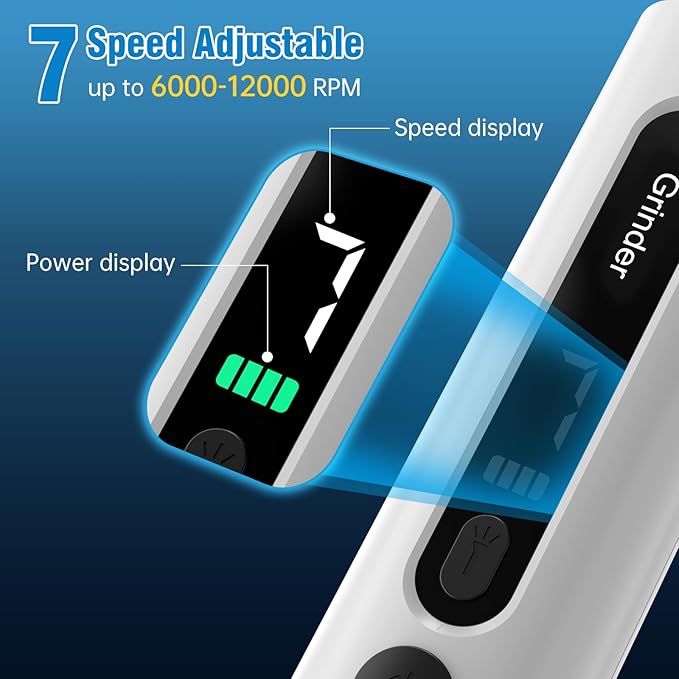 Dog Nail Grinder, 7-Speed Quiet Electric Dog Nail Trimmers, Dog Nail Clippers with Sponge Dust Collection & File for Small Medium Large Dogs, Rechargeable Pet Paw Grooming Supplies Kit