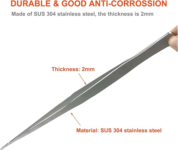 Extra Long Tweezers, Aquascape Tools, 18.9 inch Fecsam Aquarium Stainless Steel Large Feeding Tongs for Fish Tank, Terrarium，Aquascaping, Reptile Snake (Straight)