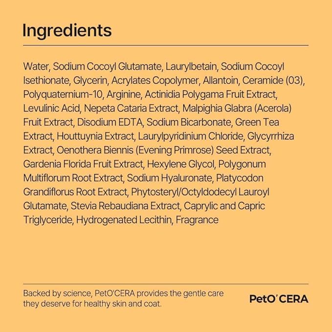 PetO’Cera All-in-One Cat Shampoo and Conditioner | Hypoallergenic Cat Skin & Coat Care | Itch Relief, Moisturizing & Rejuvenating | Veterinarian Approved and Formulated (10.1oz, 300ml)