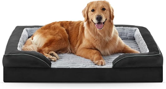FURTIME Orthopedic Dog Bed for Extra Large Dogs - XL Washable Dog Sofa Bed Large, Supportive Foam Pet Couch Bed with Removable Washable Cover, Waterproof Lining and Nonskid Bottom, Black