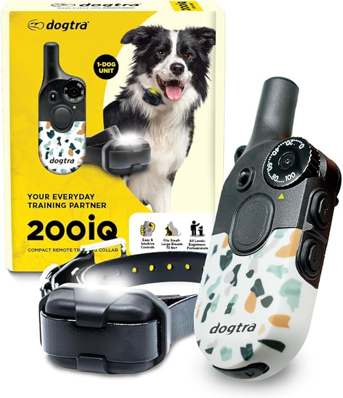 Dogtra 200iQ Remote Training E Collar – 100 Levels, Tone, Vibration, 1/2 Mile Range – Compact, Waterproof, One-Handed Control for Dogs 10 lbs+ – Lightweight Design for Daily Training – Organic Stone