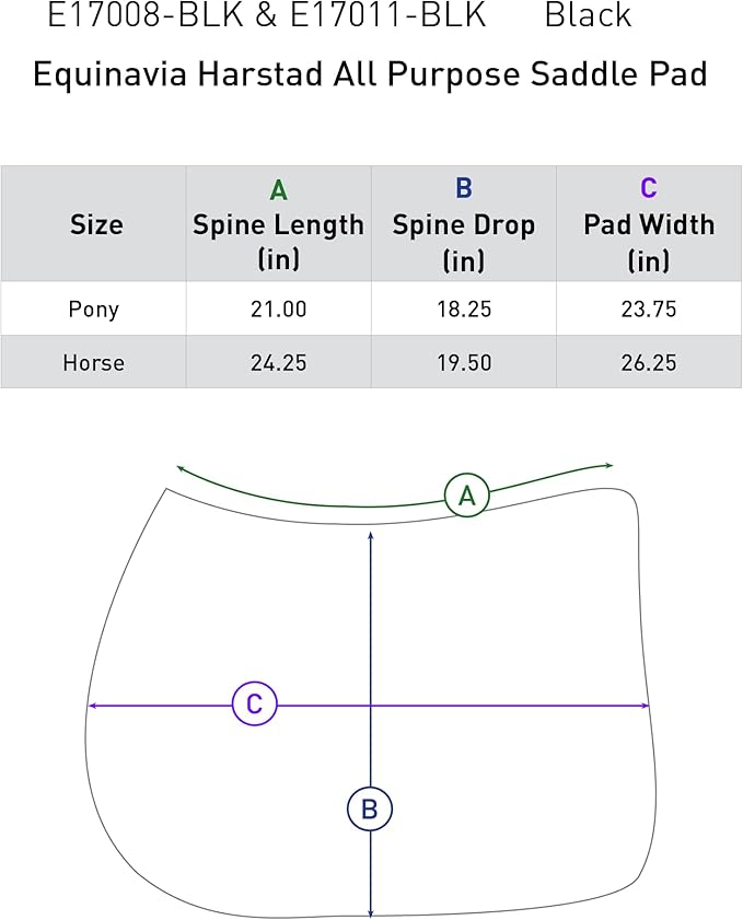 Equinavia Harstad All Purpose Saddle Pad | Classic & Durable | Moisture-Wicking Tricot Backing