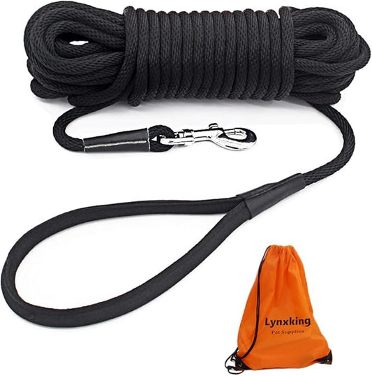 lynxking Check Cord Dog Leash Long Lead Training Tracking Line Comfortable Handle Heavy Duty Puppy Rope 15ft for Small Medium Large Dog
