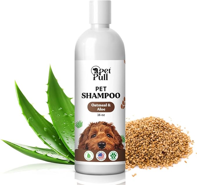 Pet Shampoo and Conditioner for Dogs and Cats - Plant-Based Dog Shampoo Cleanser - Pet Supplies for Pets - Sensitive Skin Dog Wash- Made in The USA (16 oz) (Oatmeal & Aloe, Shampoo)