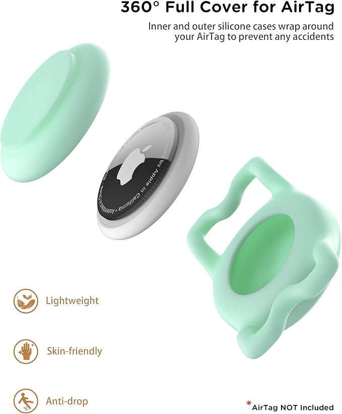 Dog Collar with Waterproof AirTag Holder & Anti-Lost QR Code, Cute Bling Warpping Adjustable Width for Small Medium Large Pet (Light Blue, M)