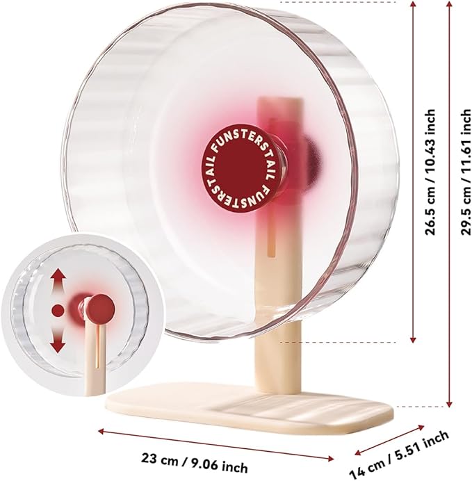 Super Silent Hamster Wheel 10.4 Inch, Magnetic Large Rat Wheel for Chinchilla, Gerbil, Guinea Pig, Cat, Mouse, Sugar Glider and Dwarf, Syrian Hamster Accessories (Tomato Red)