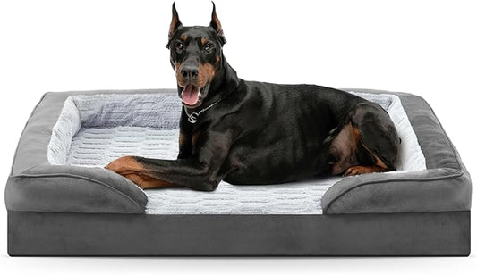 FURTIME Orthopedic Dog Bed for Extra Large Dogs - XL Waterproof Dog Sofa Bed, Ultra Comfy Supportive Foam Pet Bed with Removable Washable Cover, Jumbo Dog Bed with Nonskid Bottom