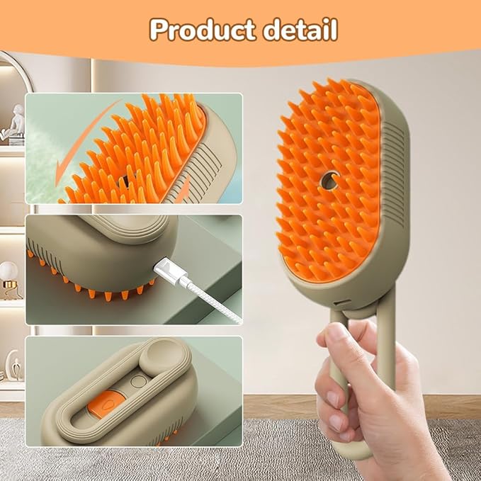 Cat Steam Brush 2025 New Pet Steam Groomer Comb, Painless Grooming Massage, 3 In 1 Water Brush for Cats Dogs (White-1)