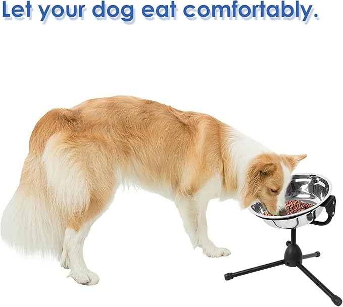 Elevated Dog Bowl with Adjustable Metal Stand,Large Size for Dogs Between 60 and 100 lbs, 0.8 Gal 3 Liter Stainless Steel Dog Food Bowl Water Bowl Height Adjustable Non-Slip Raised Dog Bowl Set