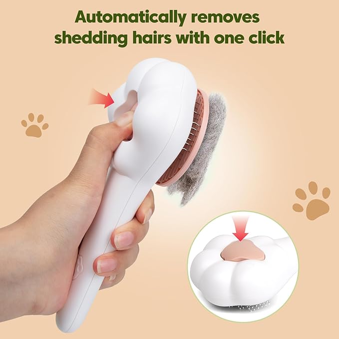 Self-Cleaning Cat Brush with Cat Nail Clipper 2-Pieces Set, Daily Cleaning Grooming Kit for Small and Medium-sized Dogs and Cats, Designed to Remove Shedding Fur and Trim Sharp Claws of Your Pets