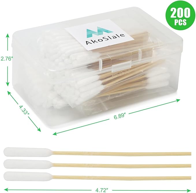 Long Cotton Swabs for Dog Ear Cleaning, 200pcs, 4.7 Inch Biodegradable Cotton Tips, Ideal for Ear Care & Wound Treatment, Portable Size, Eco-Friendly