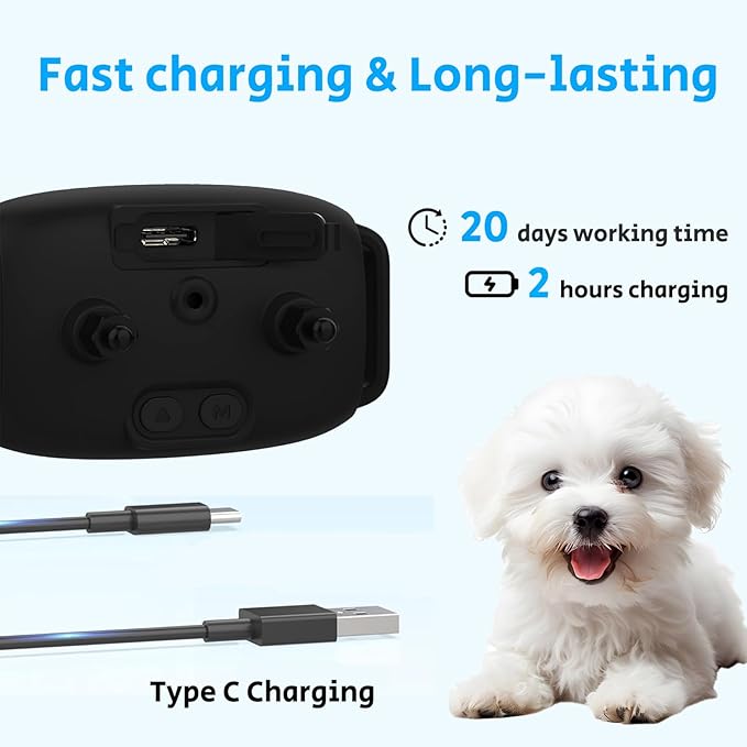 Bark Collar for Large Dogs, Anti Bark Collar for Medium Dogs, Smart Bark Collar, Rechargeable Training Collar IP67 Waterproof, 8 Adjustable Sensitivity Beep Vibration