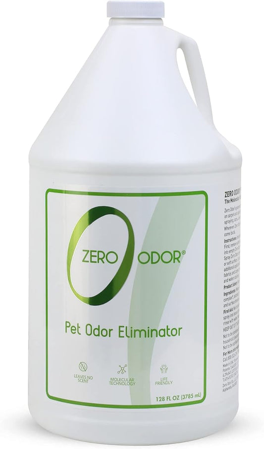 Zero Odor - Pet Odor Eliminator for strong odor, Eliminate Air & Surface Odors – Patented Molecular Technology Best For Carpet, Furniture, Beds Smell Great Again (128 Ounces)