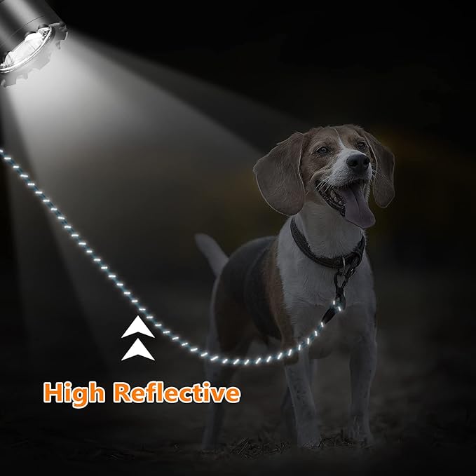 NTR Extra Long Dog Leash, 50FT Puppy Rope Lead, with 2 Swivel Hooks, Reflective Threads and Comfortable Padded Handle, Leash for Walking, Hunting, Camping, Backyard for Small Medium and Large Dogs