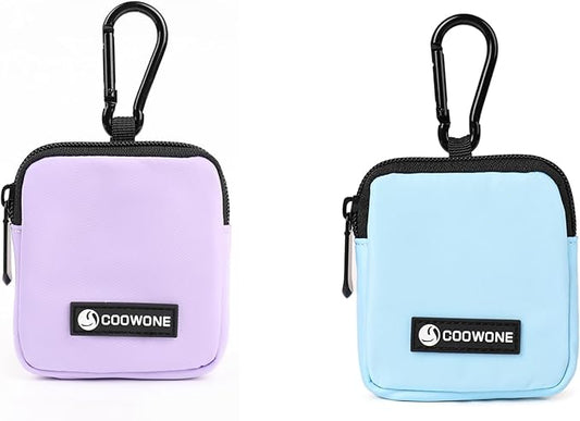 Dog Treat Pouch 2 PCS, Waterproof Small Dog Treat Bag for Leash, Hands Free Puppy Walking Bag with Carabiner, Pet Poop Bag Holder for Pet Puppy Travel or Outdoor Use, Zipper Closure to Avoid Spilling