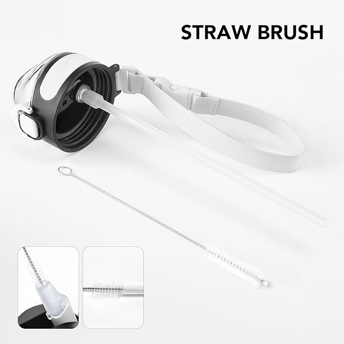 Enerbone 32 oz Insulated Water Bottle, Stainless Steel Bottle with Carrying Strap, Double-Wall Vacuum Insulation Design, Leakproof Sports Bottle with Straw, Keep Drinks Cold or Hot for Hours