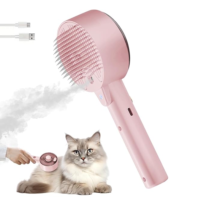 Cloud Care Cat Brush for Indoor Cat Steam Brush for Shedding Spritz Defur Comb for Cats Dogs Steam Brushes for Long Short Hair Cats Dogs Pet Steam Brushes for Massage Grooming Self-Cleaning