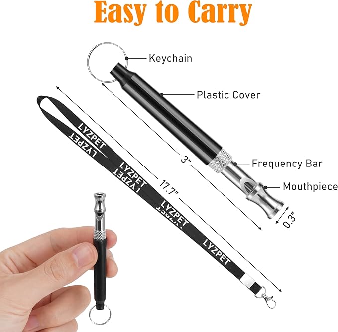 Dog Whistle, Dog Whistle to Stop Barking Neighbors Dog, Adjustable Ultrasonic Silent Training Device, Black