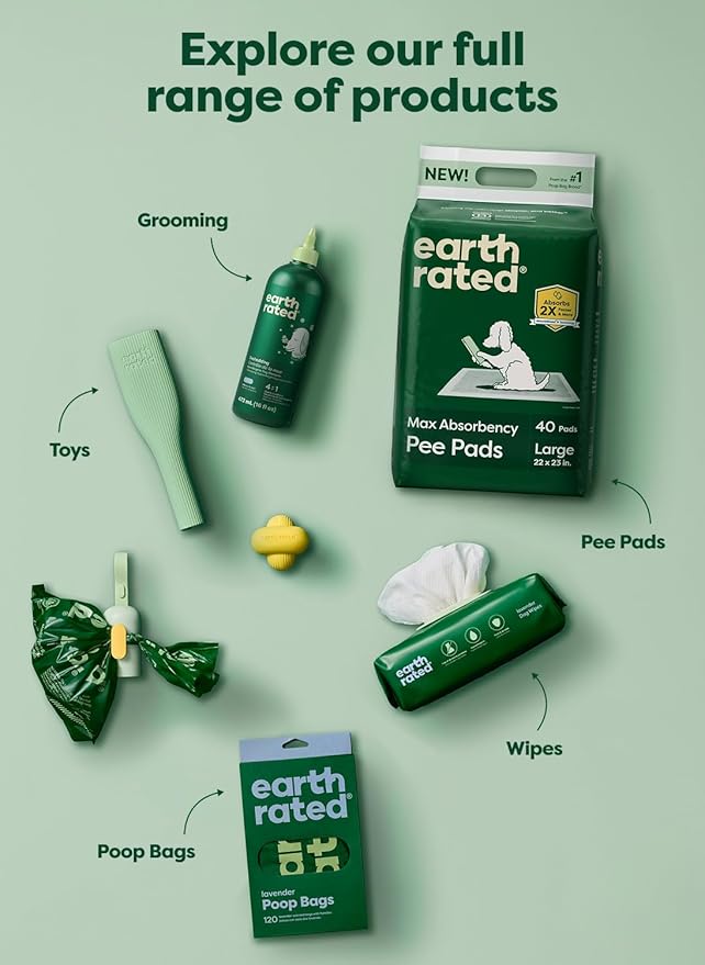 Earth Rated Max Absorbency Puppy Pee Pads for Dogs Absorbs 2X Faster & 2X More, Leak-Proof Odor-Free Potty Training Wee Wee Pad, Unscented, XL, 28” x 34”, 40 Count