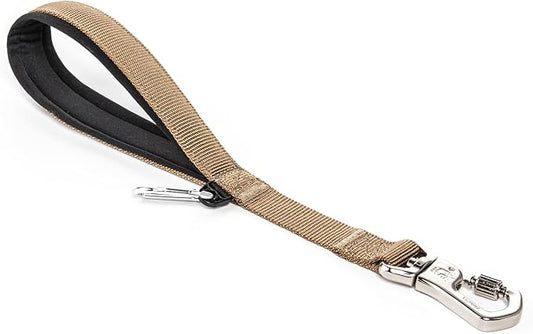 TSPRO Dog Training Leash with Sturdy Metal Buckle, 14 Inches Short Leash for Large Dogs, Comfortable Padded Handle (Khaki)
