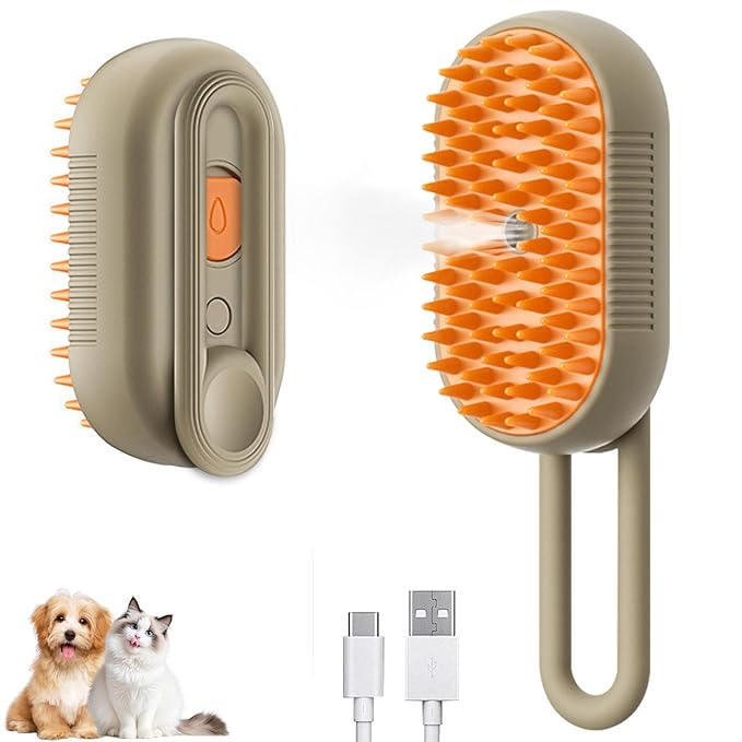 Steam Pet Brush, Steaming Cat Brush, 2025 New 3 in 1 Pet Steam Groomer Brushes, Lifweb-E-Comb,Massaging and Cleaning Hair Removal Multifunctional for Cats and Dogs.(Orange 1Pcs)
