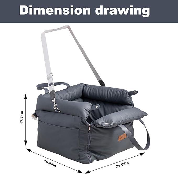 Dog Car Seat for Dogs, Waterproof 3 in 1 Soft Leather Dog Car Bed with Harness Clip, Travel Bed & Carrier Bag for Pets, Fits Pets Up to 35 lbs (Navy Blue)