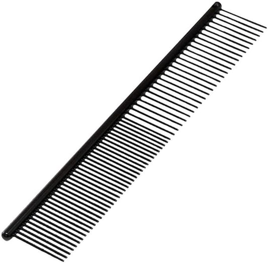 Ryan's Pet Supplies Paw Brothers Greyhound Style Teflon Comb for Dogs, Professional Grade, True Teflon, Fine/Medium, Ergonomic Handle, 7.5 in.