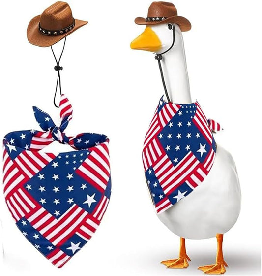 Dog Cowboy Hat Mini Brown Independence Day Costume 4th of July Pet Bandana Halloween Costume for Cat Size L