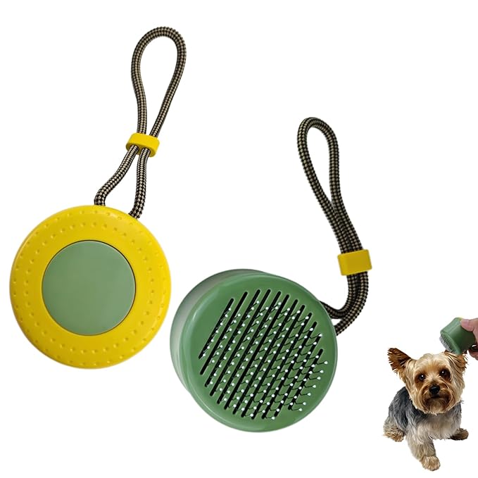 Self Cleaning Retractable Slicker Brush for Puppy and Cats, Grooming Tool with Hanging Rope, Fit for Yorkies, Pomeranians, Maltese, Shih Tzus, Toy Poodles and Maltipoos