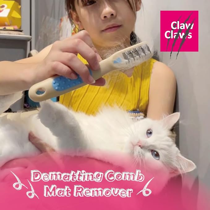 Dog and Cat Grooming Dematting Comb - Knot Remover for Long-Haired and Short-Haired Pets, Ideal for Cats, Dogs, and Rabbits - Durable and Ergonomic Design